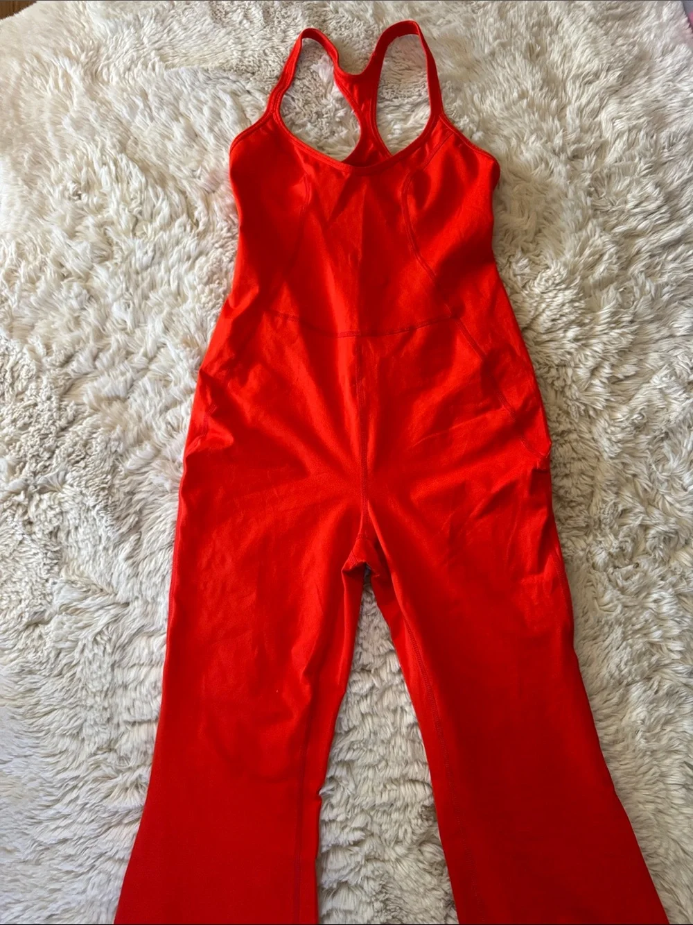 Free People “Let’s Bounce” Jumpsuit Flame (red/orange) small - Picture 8 of 11